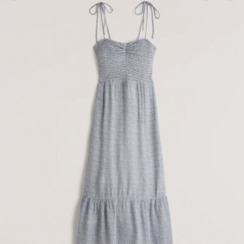 NWOT. Abercrombie & Fitch Tiered Smocked Midi Dress Floral with Tie Straps.